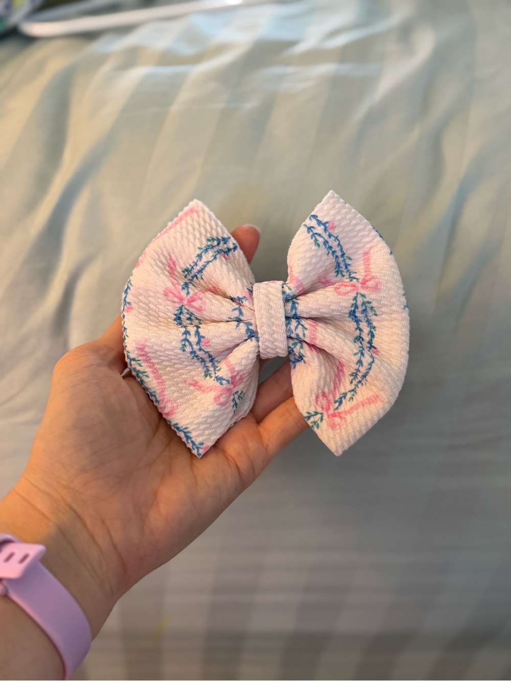 Kids Pink Floral Bow Hair Clip by
